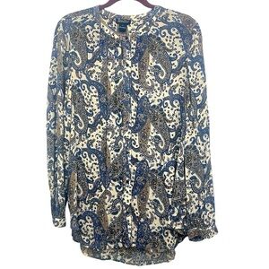 Lucky Brand Blue Paisley Button Down Shirt
